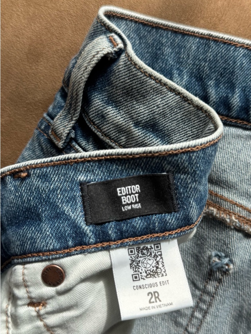 Express Blue Denim Low Rise Editor Boot - Picture 3 of 4